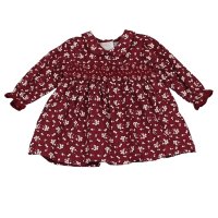 M3501: Baby Girls Cotton Lined All Over Print Dress With Smocking (12-24 Months)